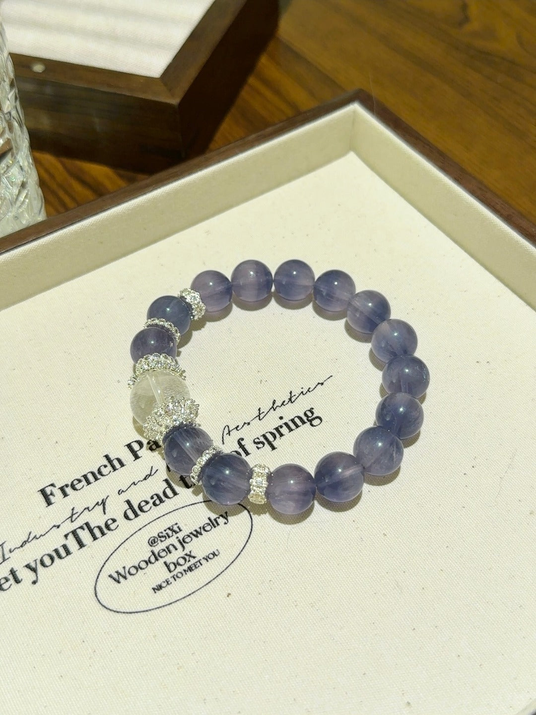 ▫️▪️ Brushed fluorite white ghost bracelet